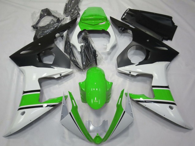 Carénages Moto Yamaha R6 2003-2004 - Blanc Vert Noir Mat