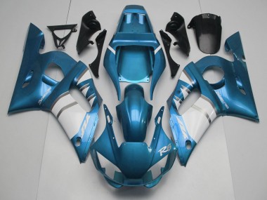 Carénages Moto Yamaha R6 1998-2002 - Bleu Blanc Argent