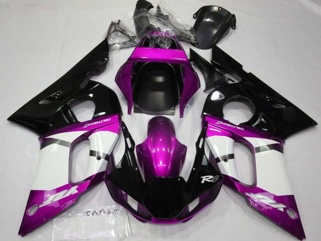Carénages Moto Yamaha R6 1998-2002 - Violet Blanc Noir Brillant