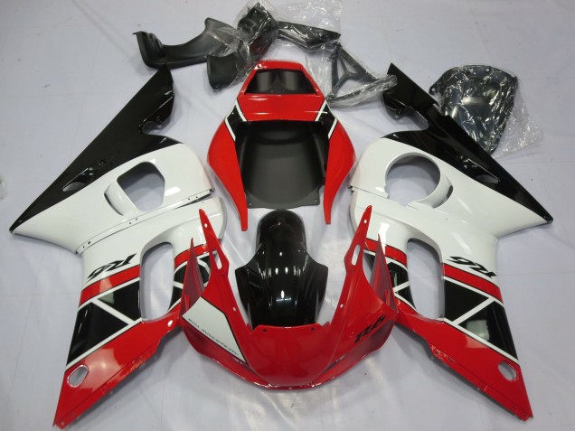 Carénages Moto Yamaha R6 1998-2002 - Rouge Blanc Noir Brillant OEM Style