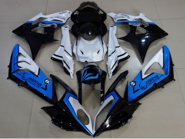 Carénages Moto BMW S1000RR 2009-2014 - Blanc Bleu Noir Brillant Alpha