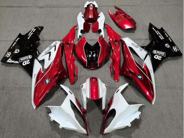 Carénages Moto BMW S1000RR 2017-2018 - Blanc Rouge Noir Brillant