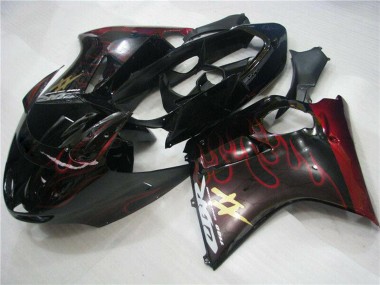 Carénages Moto ABS Honda CBR1100XX Blackbird 1996-2007 - Noir Brillant Rouge Flamme