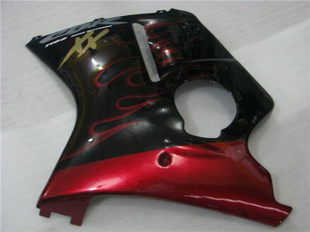 Carénages Moto ABS Honda CBR1100XX Blackbird 1996-2007 - Noir Brillant Rouge Flamme