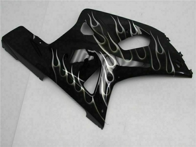 Carénages Moto Suzuki GSXR 600/750 2001-2003 - Noir Brillant Argent Flamme