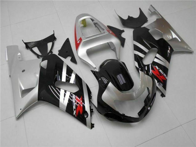 Carénages Moto Suzuki GSXR 600/750 2001-2003 - Argent Noir Brillant Rouge