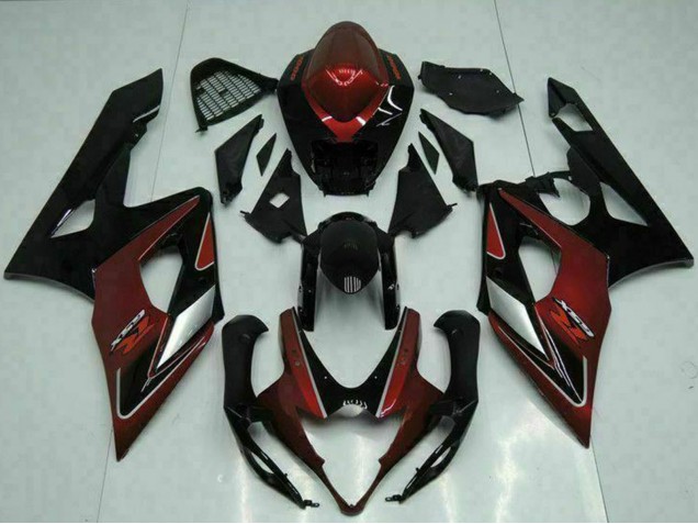 Carénages Moto Suzuki GSXR 1000 2005-2006 - Rouge Argent Noir Brillant