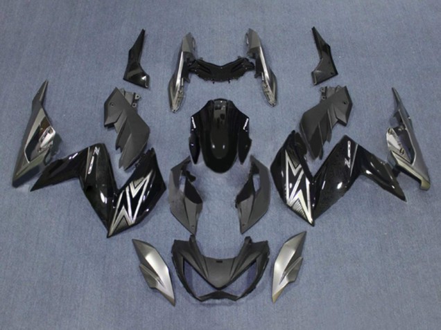 Carénages Moto Kawasaki Z250/Z300 2015-2016 - Noir Brillant Argent