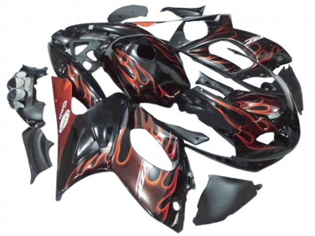 Carénages Moto Yamaha YZF600R Thundercat 1996-2007 - Noir Orange Foncé Flamme