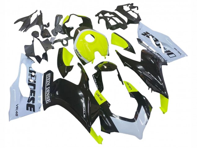 Carénages Moto Ducati Panigale V2 2020-2024 - Blanc Vert Citron Noir Brillant Stein Dinse VR 46