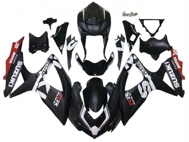 Carénages Moto Suzuki GSXR 600 / GSXR 750 2008-2010 - Noir Mat Rouge Blanc