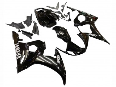 Carénages Moto Yamaha YZF R6 2003-2004 - Noir Brillant Blanc Décalque