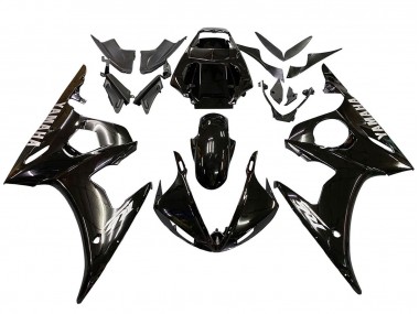 Carénages Moto Yamaha YZF R6 2003-2004 - Noir Brillant Blanc Décalque