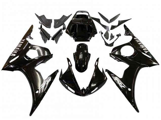 Carénages Moto Yamaha YZF R6 2003-2004 - Noir Brillant Blanc Décalque