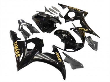 Carénages Moto Yamaha YZF R6 2003-2004 - Noir Brillant Or Décalque