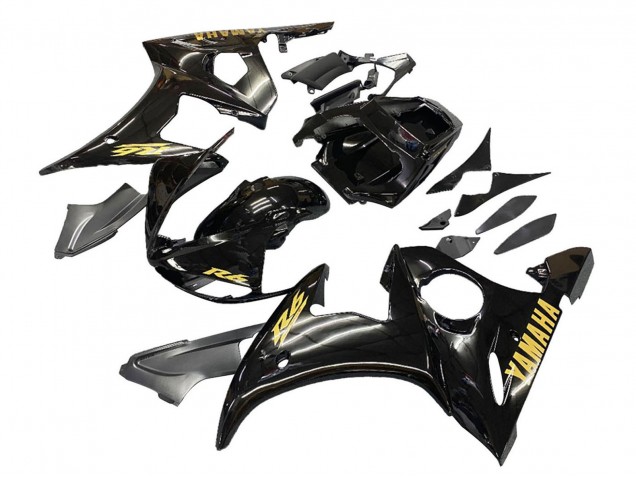 Carénages Moto Yamaha YZF R6 2003-2004 - Noir Brillant Or Décalque