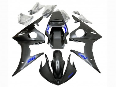 Carénages Moto Yamaha YZF R6 2003-2004 - Noir Mat Bleu