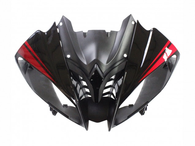 Carénages Moto Yamaha YZF 600 R6 2008-2016 - Noir Brillant Noir Mat Rouge Bande