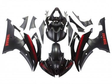 Carénages Moto Yamaha YZF 600 R6 2008-2016 - Noir Brillant Noir Mat Rouge Bande