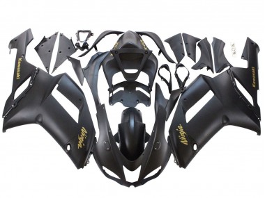 Carénages Moto Kawasaki ZX6R 2007-2008 - Noir Mat Jaune Logo Ninja