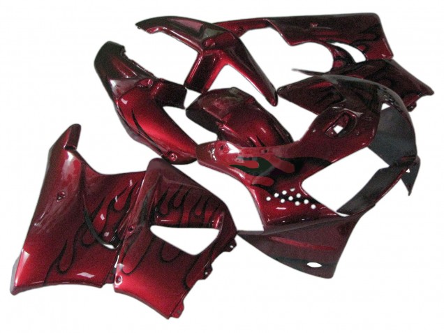 Carénages Moto Honda CBR900RR 919 1998-1999 - Rouge Foncé Noir Flamme