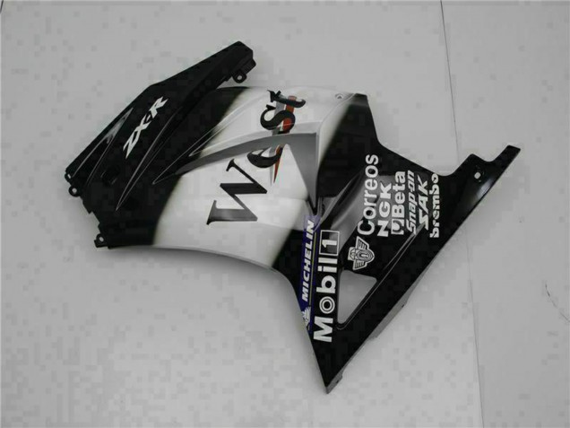 Carénages Moto Kawasaki EX250 2008-2012 - Noir Brillant Blanc West