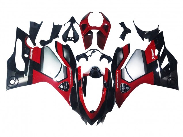 Carénages Moto Ducati 1199 2011-2014 - Rouge Argent Noir