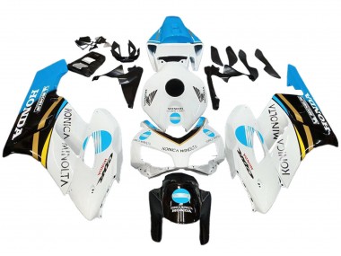 Carénages Moto Honda CBR1000RR 2004-2005 - Blanc Bleu Clair Jaune Noir Konica Minolta