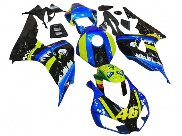 Carénages Moto Honda CBR1000RR 2006-2007 - Bleu Fluorescent Vert Noir Brillant Requin 46
