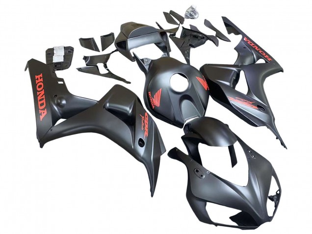 Carénages Moto Honda CBR1000RR 2006-2007 - Noir Mat Rouge Décalque