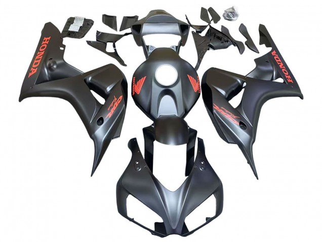 Carénages Moto Honda CBR1000RR 2006-2007 - Noir Mat Rouge Décalque