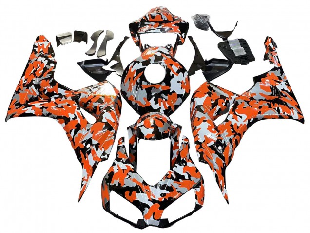 Carénages Moto Honda CBR1000RR 2006-2007 - Noir Orange Argent Camouflage