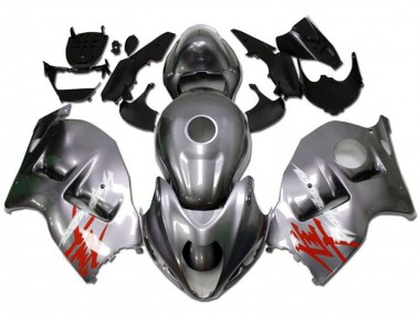 Carénages Moto Suzuki GSXR 1300 Hayabusa 1996-2007 - Argent Rouge Blanc Décalque