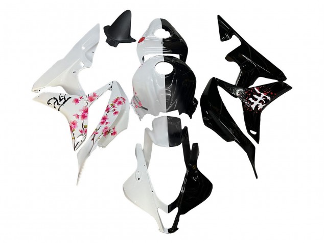 Carénages Moto Honda CBR600RR 2007-2008 - Blanc Fleur de cerisier Noir Brillant Diviser