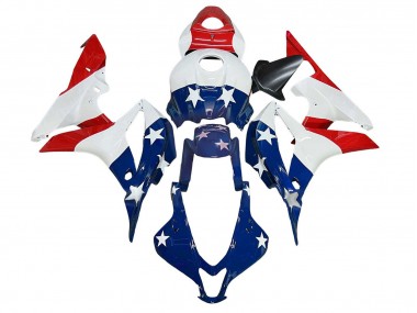 Carénages Moto Honda CBR600RR 2007-2008 - Blanc Bleu Rouge Étoile