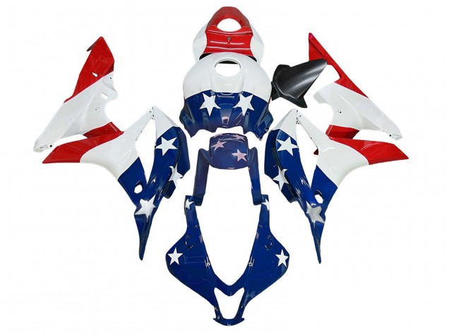 Carénages Moto Honda CBR600RR 2007-2008 - Blanc Bleu Rouge Étoile