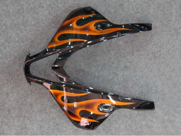 Carénages Moto Honda CBR600RR 2007-2008 - Noir Brillant Orange Flamme