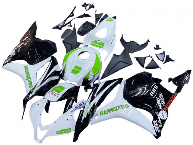 Carénages Moto Honda CBR600RR 2009-2012 - Blanc Vert Noir Brillant Hannspree