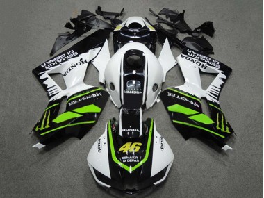 Carénages Moto Honda CBR600RR 2009-2012 - Blanc Vert Noir Brillant Semakin Didepan Monstre 46