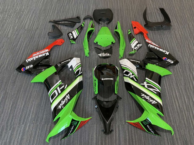 Carénages Moto Kawasaki ZX10R 2008-2010 - Vert Blanc Rouge Noir Elf Monstre Energy