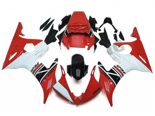 Carénage Moto Yamaha YZF R6 2003-2004 - Rouge Blanc Noir Brillant