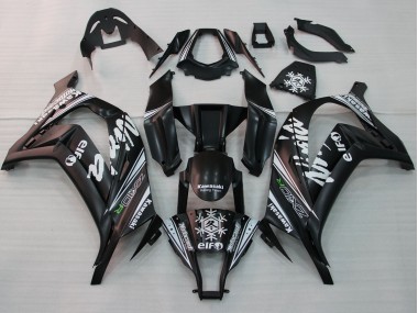 Carénages Moto Kawasaki ZX10R 2011-2015 - Noir Brillant Blanc Elf Neige Décalque