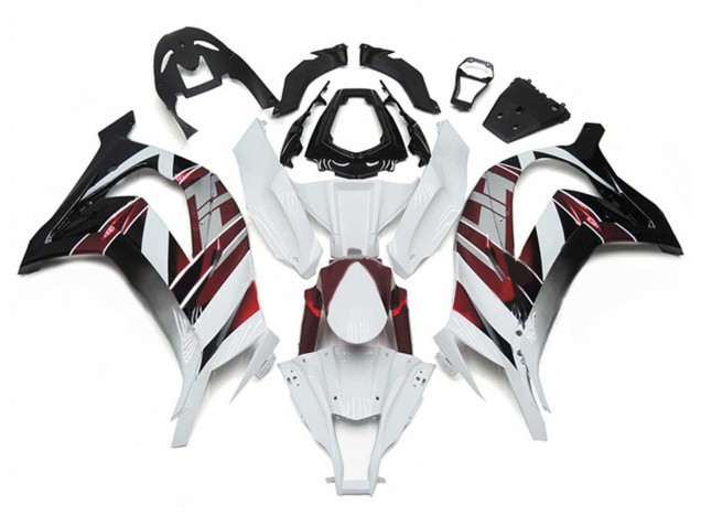 Carénages Moto Kawasaki ZX10R 2011-2015 - Blanc Rouge Argent Noir