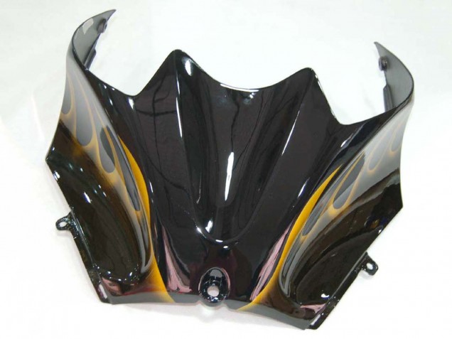 Carénages Moto Kawasaki ZX14R ZZR1400 2006-2011 - Noir Brillant Or Flamme