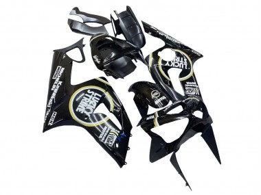 Carénages Moto Kawasaki ZX6R 2003-2004 - Noir Brillant Blanc Motul Lucky Strike