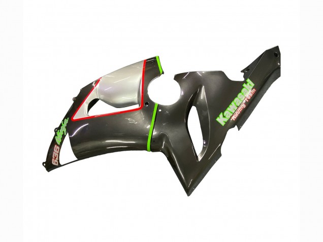 Carénages Moto Kawasaki ZX6R 2005-2006 - Noir Argent Vert Rouge K-26