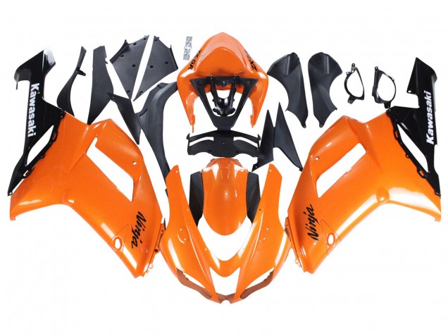 Carénages Moto Kawasaki ZX6R 2007-2008 - Orange Noir Ninja