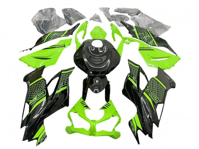 Carénages Moto Kawasaki ZX6R 2019-2022 - Vert Noir Rayon de Miel