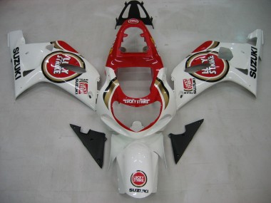 Carénages Moto Suzuki GSXR1000 2000-2002 - Blanc Rouge Lucky Strike