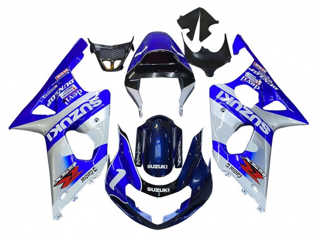 Carénages Moto Suzuki GSXR1000 2000-2002 - Bleu Blanc Argent Castrol Dunlop